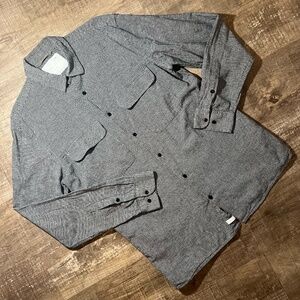 Banana Republic Mens Mini Houndstooth Button-Up Shirt | Large Tall | Black/White